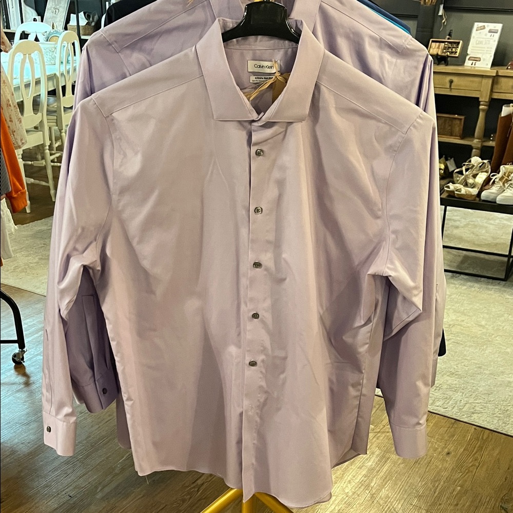 Calvin Klein Men's Light Purple Dress Shirt